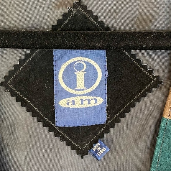 Vintage I Am Vest Color Block Suede Leather Snap Women's/Unisex Size Medium M - Picture 2 of 6